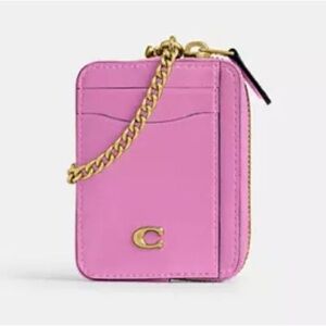 Coach Pink Wallet with Gold Chain